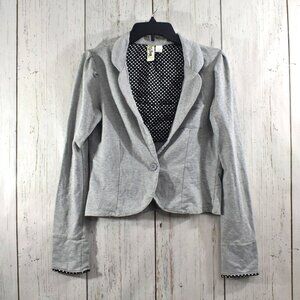 Women's Lester Jacket Blazer Long Sleeve Collar Neck Cropped LARGE Gray